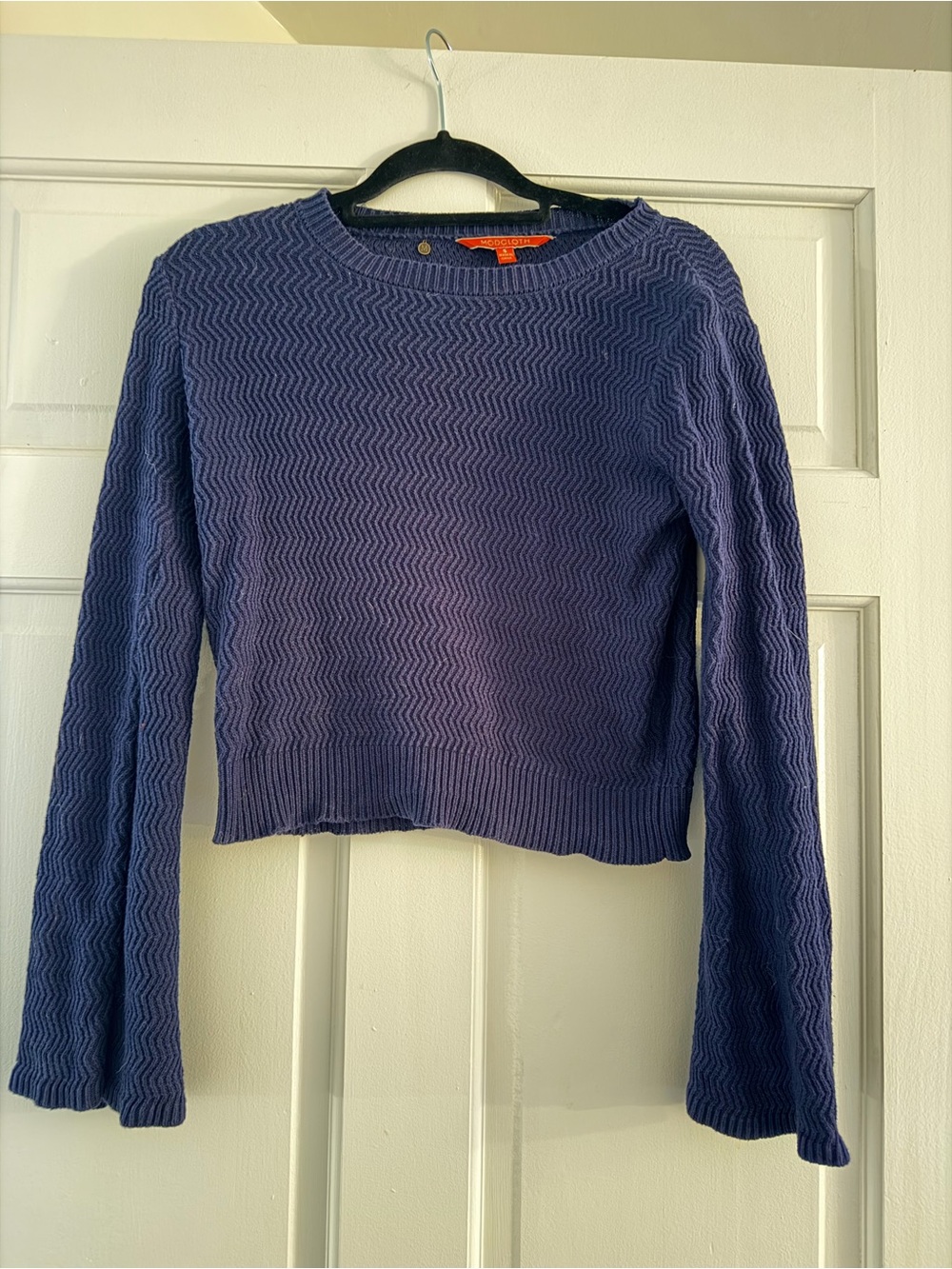Modcloth Navy Textured Crewneck Sweater